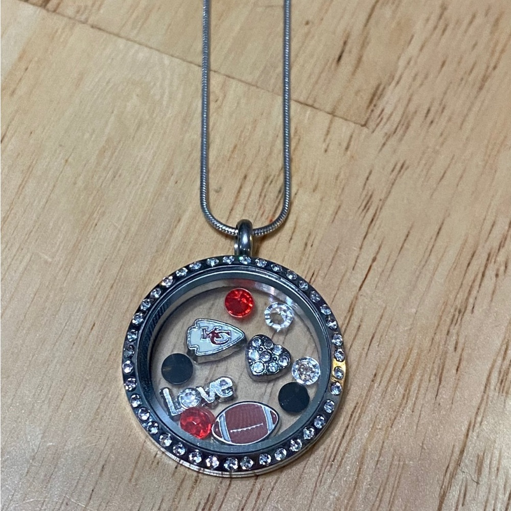 Kansas City Chiefs floating charm locket necklace